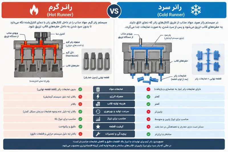 مقایسه سیستم رانر گرم یا سرد